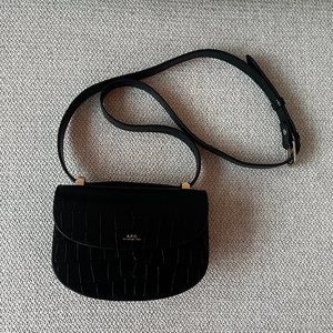 Black Croc Mini Geneve Bag with strap
